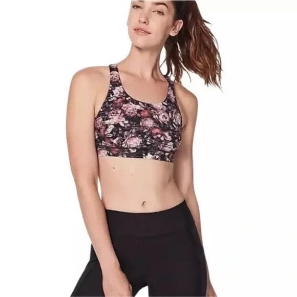 Lululemon 6 Break Free Sports Bra Peony Multi Pink Rose Brown - Picture 1 of 6
